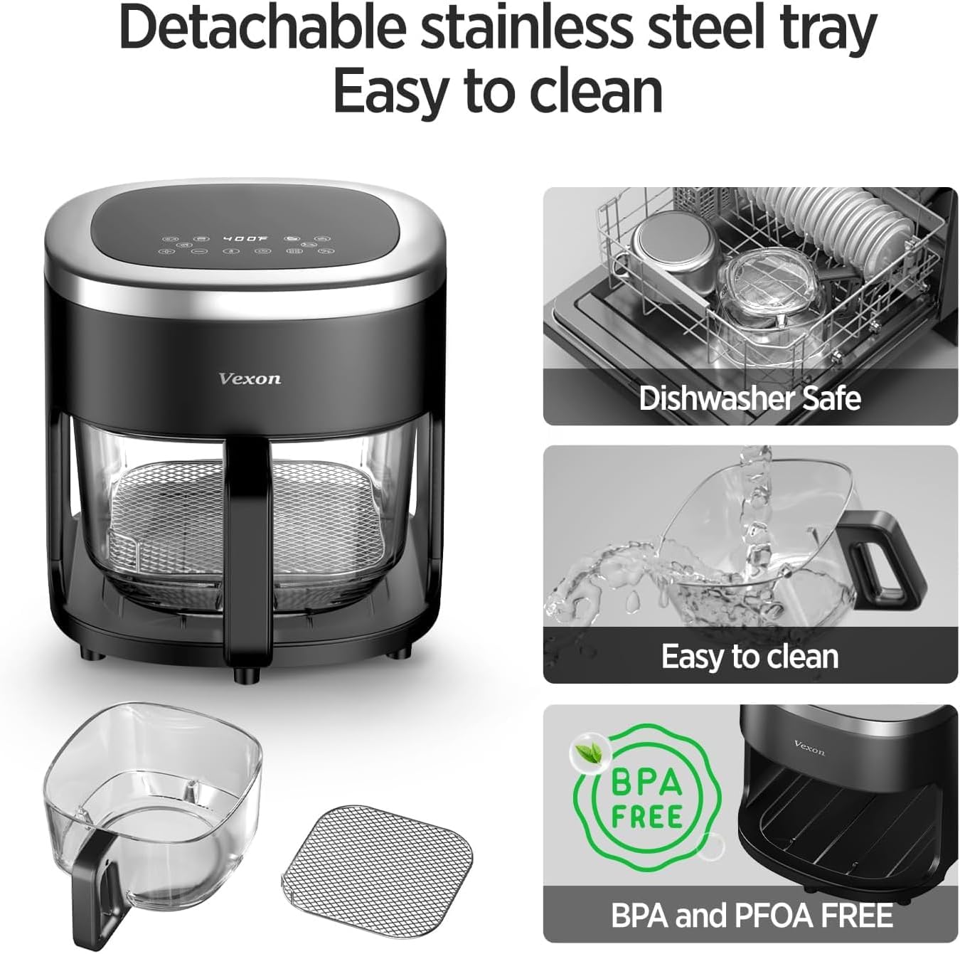 Revolutionary 6-in-1 Glass Air Fryer: Cook Healthier with 4.5 QT Capacity, 97% Less Oil, and Smart Touch Control!