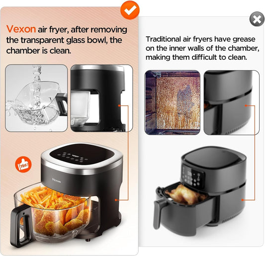 Revolutionary 6-in-1 Glass Air Fryer: Cook Healthier with 4.5 QT Capacity, 97% Less Oil, and Smart Touch Control!