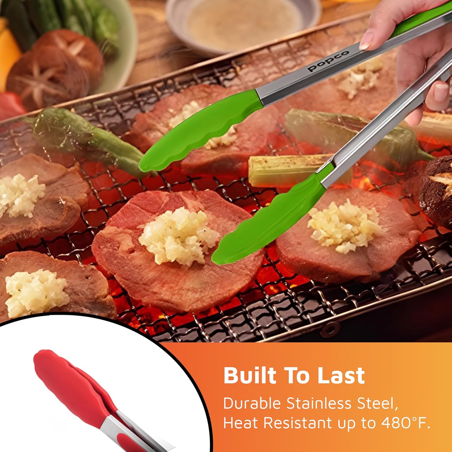 3-Piece Kitchen Tongs Set – Stainless Steel Heat Resistant Silicone Tips, Strong Comfort Grip, 3 Sizes (7, 9, 12 Inch), Non-Scratch, Dishwasher Safe, for Cooking, BBQ, Salad