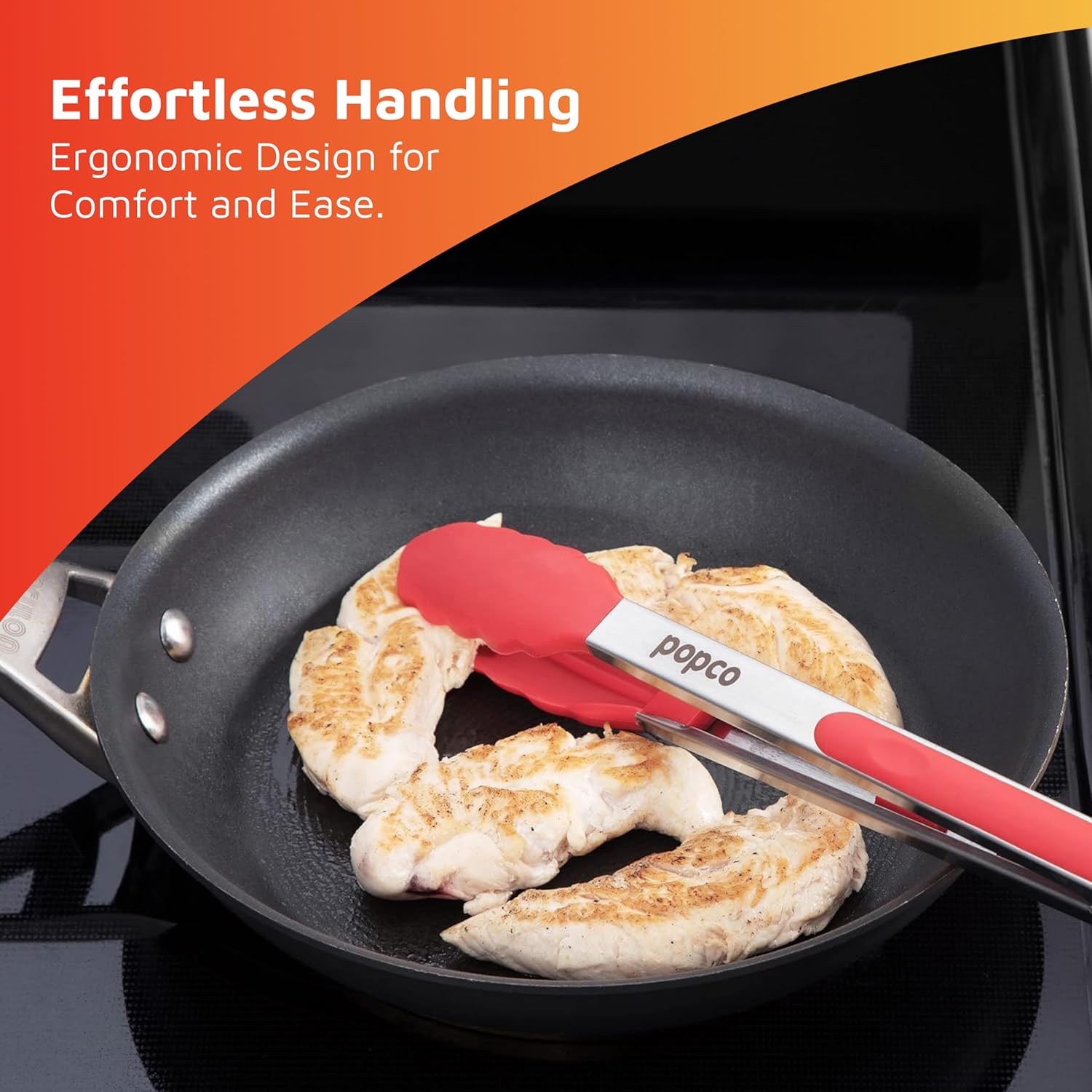 3-Piece Kitchen Tongs Set – Stainless Steel Heat Resistant Silicone Tips, Strong Comfort Grip, 3 Sizes (7, 9, 12 Inch), Non-Scratch, Dishwasher Safe, for Cooking, BBQ, Salad