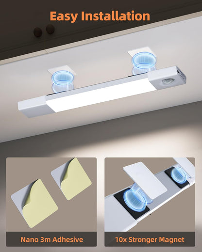 3 Pack 7” Motion Sensor Light Indoor, Wireless under Cabinet Lighting, 30 LED Rechargeable Closet Lights, Dimmable, 3 Color Temperatures, Counter Lights for Wardrobe, Pantry, Bedroom, Kitchen