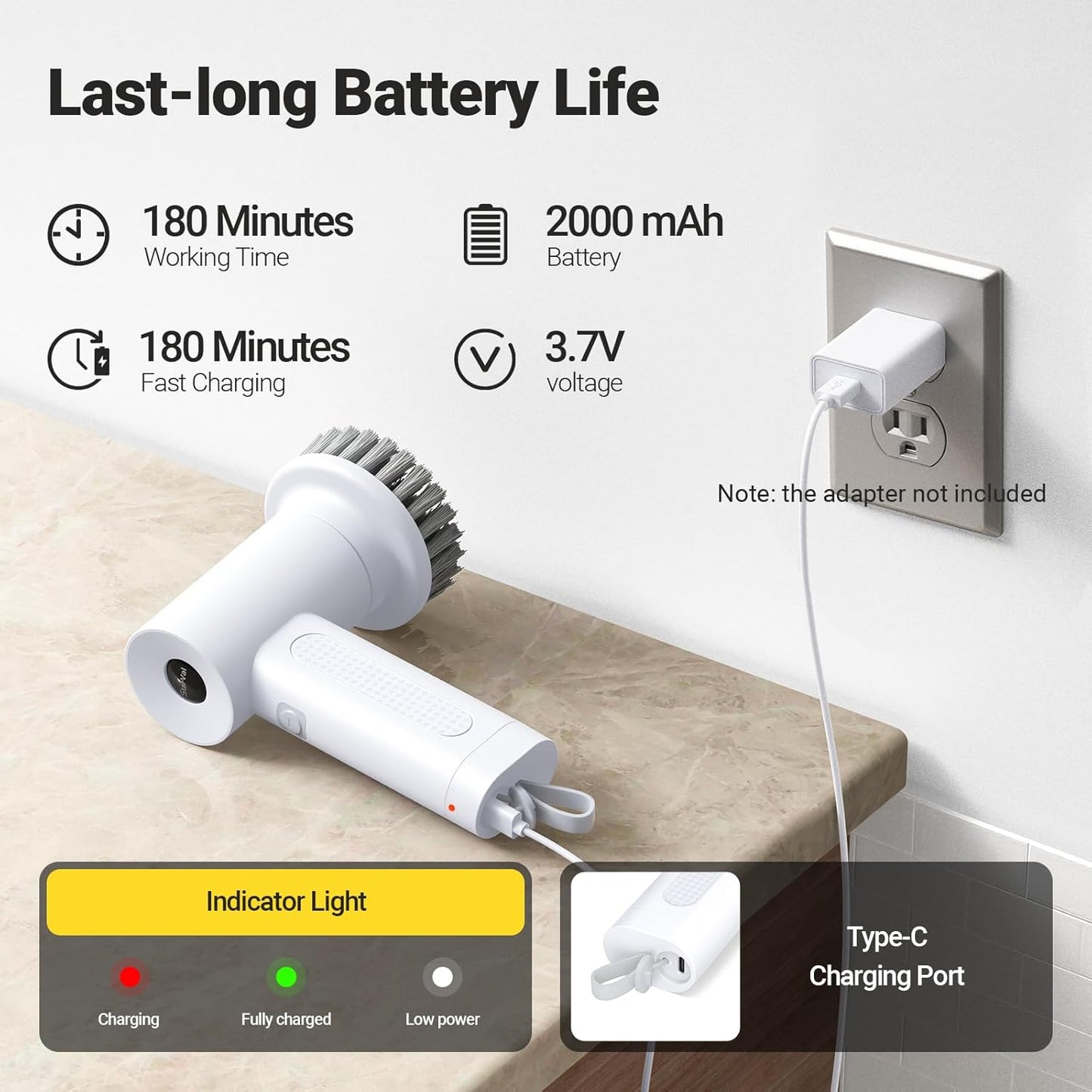 Revolutionize Your Cleaning with the Electric Spin Scrubber - Powerful Cordless Tool with 4 Versatile Brush Heads and Dual Speed Settings for Effortless Cleaning of Sinks, Stoves, Tiles, and More!