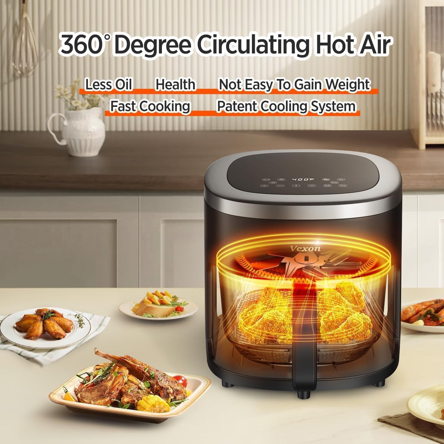 Revolutionary 6-in-1 Glass Air Fryer: Cook Healthier with 4.5 QT Capacity, 97% Less Oil, and Smart Touch Control!