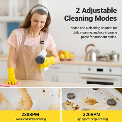 Revolutionize Your Cleaning with the Electric Spin Scrubber - Powerful Cordless Tool with 4 Versatile Brush Heads and Dual Speed Settings for Effortless Cleaning of Sinks, Stoves, Tiles, and More!