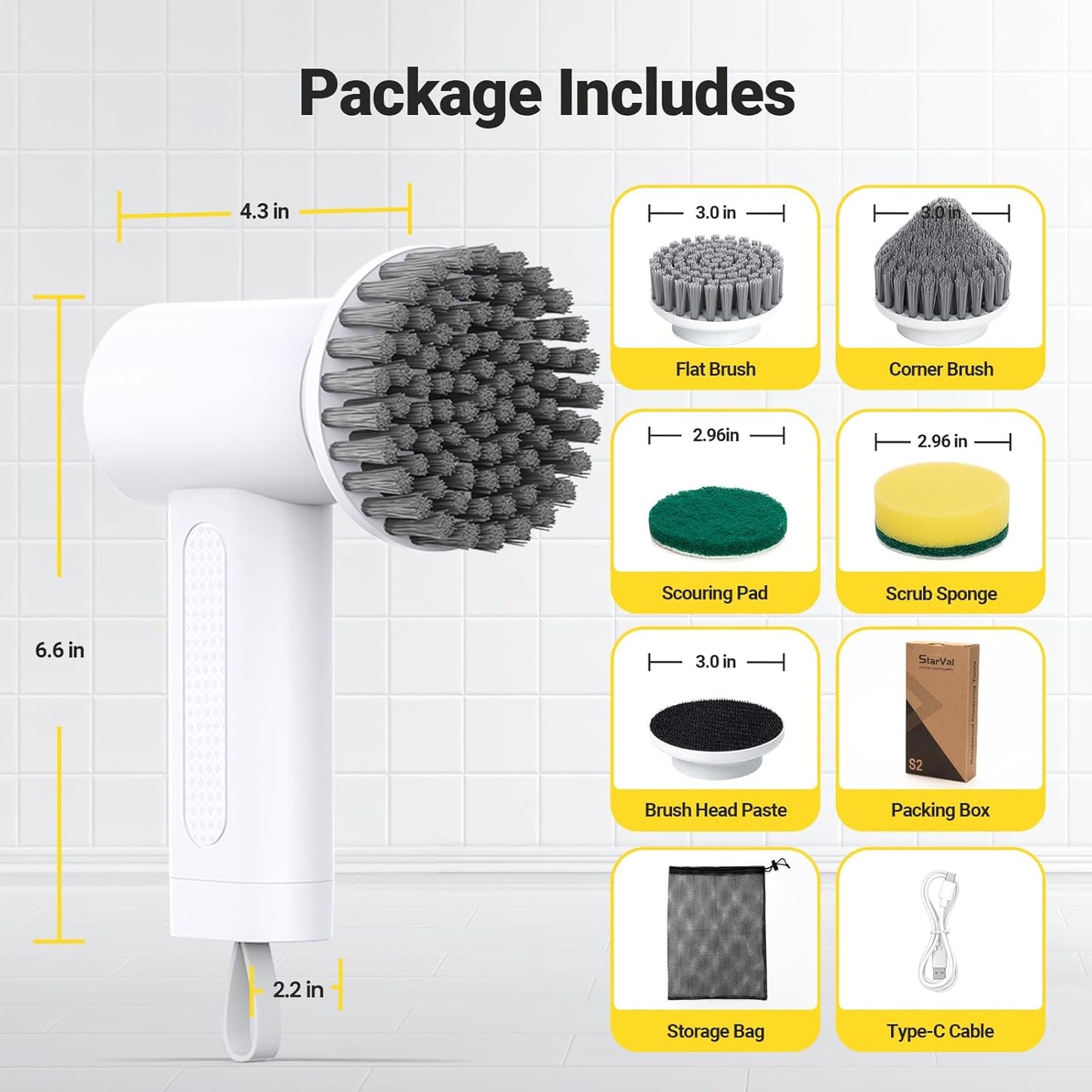 Revolutionize Your Cleaning with the Electric Spin Scrubber - Powerful Cordless Tool with 4 Versatile Brush Heads and Dual Speed Settings for Effortless Cleaning of Sinks, Stoves, Tiles, and More!