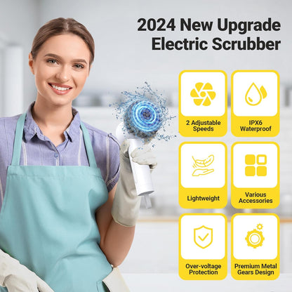 Revolutionize Your Cleaning with the Electric Spin Scrubber - Powerful Cordless Tool with 4 Versatile Brush Heads and Dual Speed Settings for Effortless Cleaning of Sinks, Stoves, Tiles, and More!