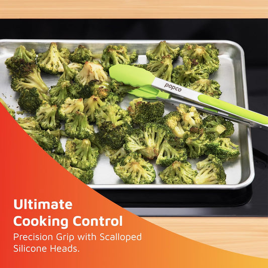 3-Piece Kitchen Tongs Set – Stainless Steel Heat Resistant Silicone Tips, Strong Comfort Grip, 3 Sizes (7, 9, 12 Inch), Non-Scratch, Dishwasher Safe, for Cooking, BBQ, Salad