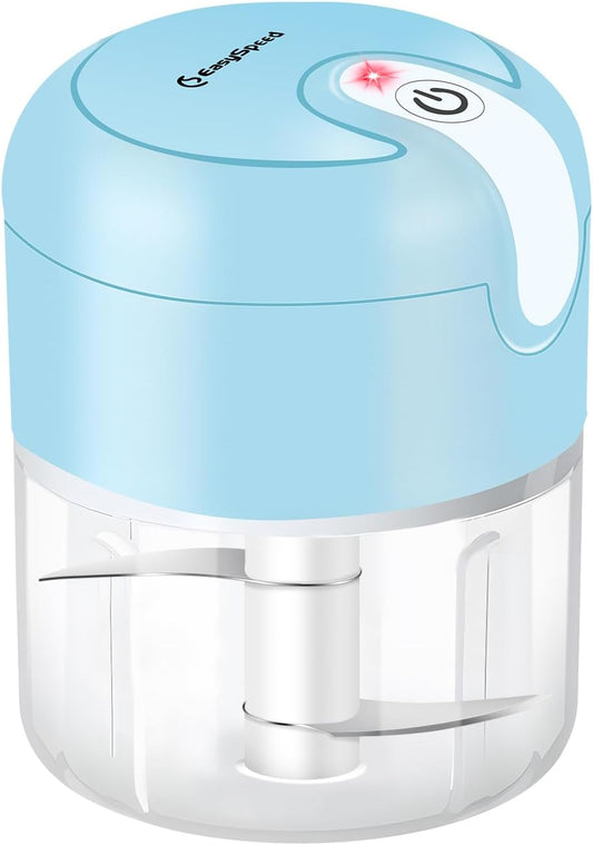 Electric Garlic Chopper 1Cup, Mini USB Charging Wireless Food Processor with 304 Stainless Steel, 2 Sharp Blades, Portable Kitchen Meat Grinder for Onion, Garlic, Ginger, Baby Food