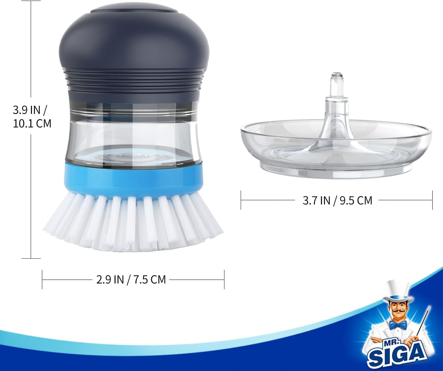 Soap Dispensing Palm Brush Storage Set, Kitchen Brush with Holder for Pot Pan Sink Cleaning, 1 Set