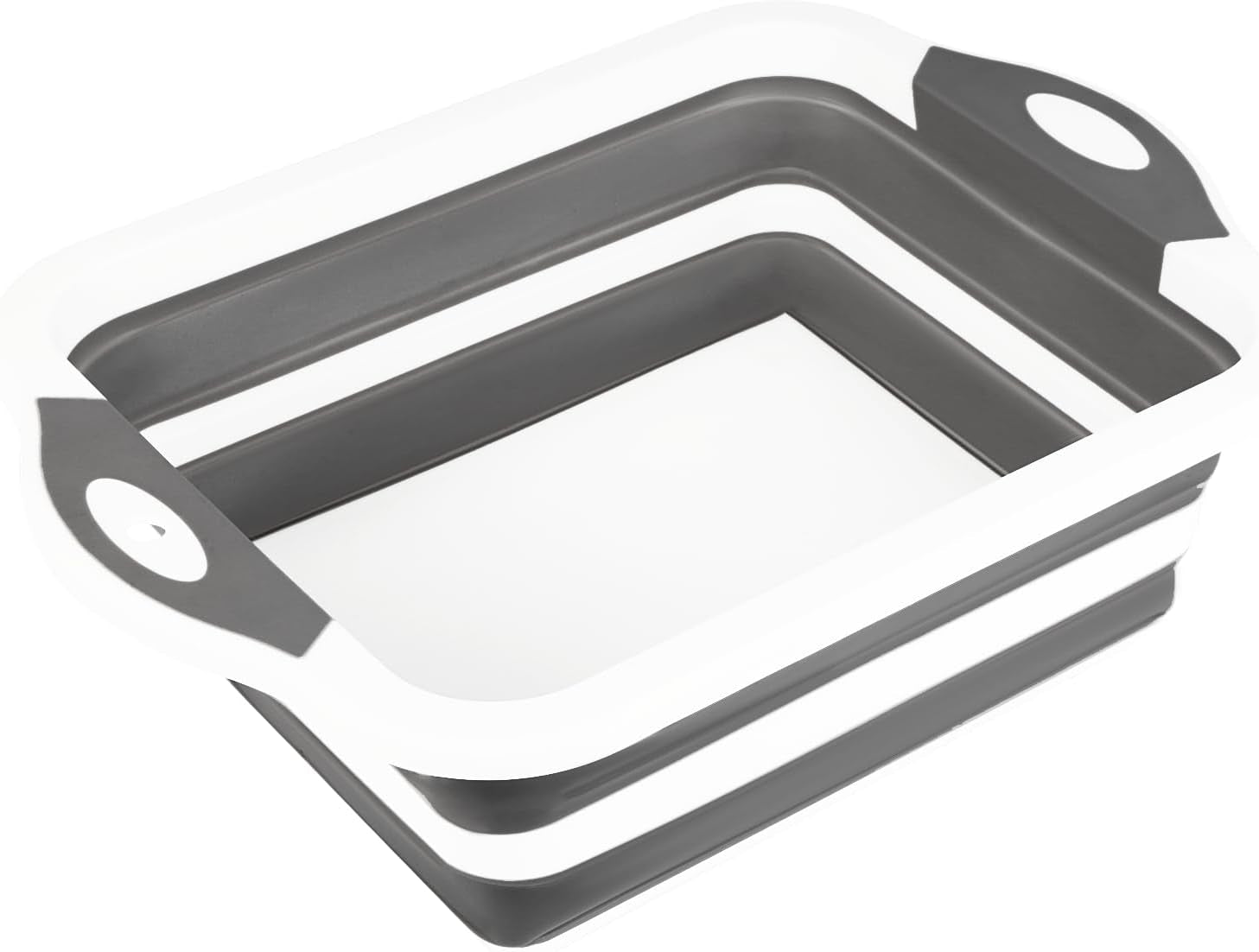 Collapsible BBQ Prep Tub/Cutting Board 10L, Foldable Dish Tub with Colander, Portable Camping Sink, Multifunction Dishing Basin Bucket Wash Tub for Kitchen Fruit Vegetable Picnic (Gray)